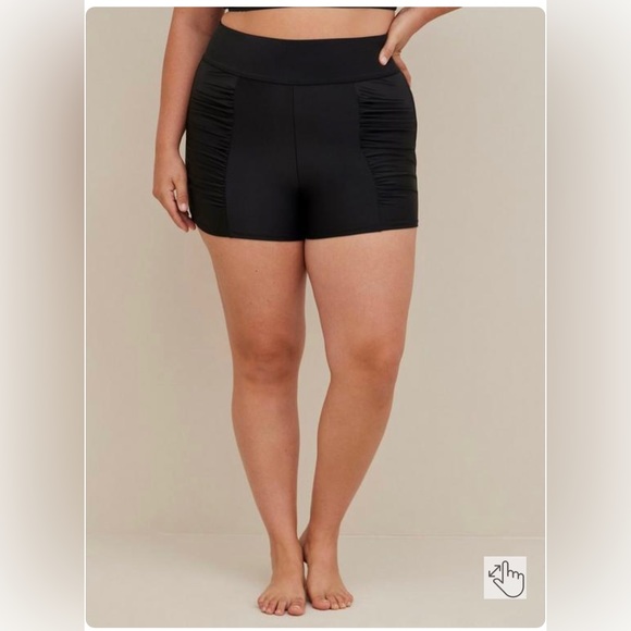 ULTRA HIGH RISE RUCHED SWIM SHORT - Picture 1 of 5